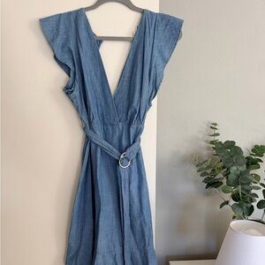 Topshop Backless Chambray Dress